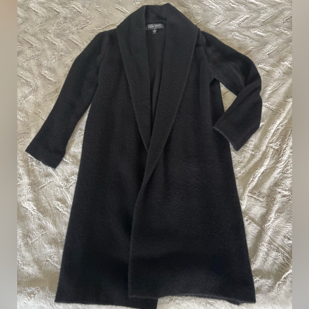 Ellen Tracy Wool Coatigan Cardigan Jacket Sweater Elegant Plush Shacket Coat